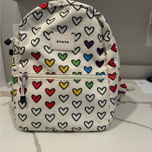 State Bags Kane Kids Travel Backpack Rainbow Hearts mini size great for pre-k